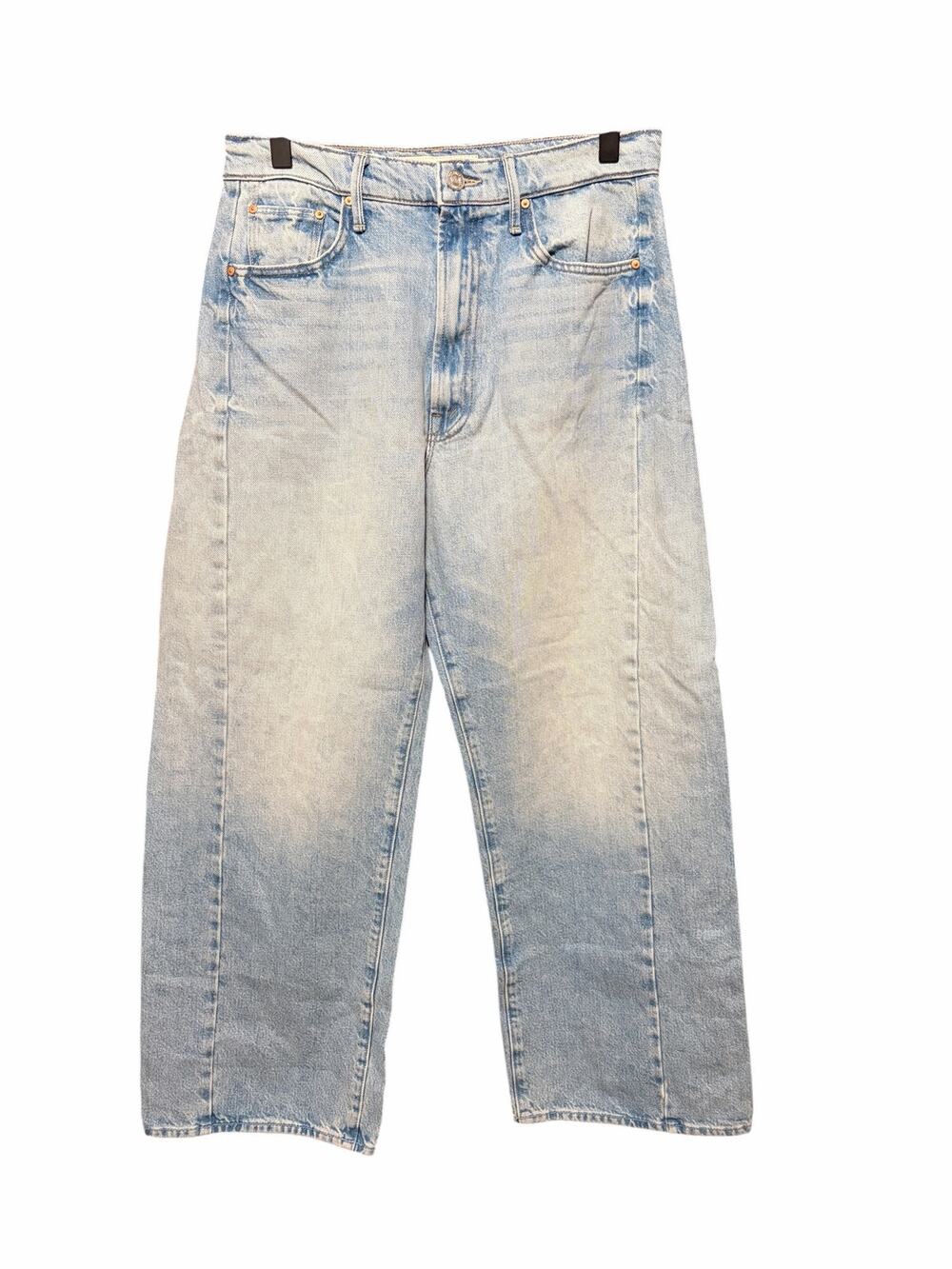 MOTHER The Half Pipe Ankle Jeans 27 High Rise Wide Barrel Leg Light Wash